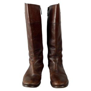 Tory Burch Kiernan Leather Equestrian Metal Logo Riding Boots in Brown SZ: 10